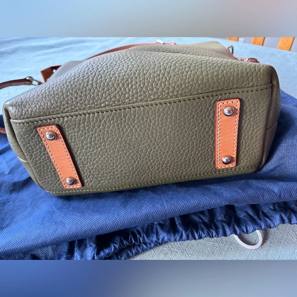 Dooney & Bourke Olive Green Tan Natural Pebbled Leather Crossbody Shoulder FALL - Picture 5 of 16